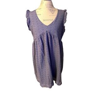 KNOX rose, eyelet, dressed in a dusty blue, size, large, in good used condition
